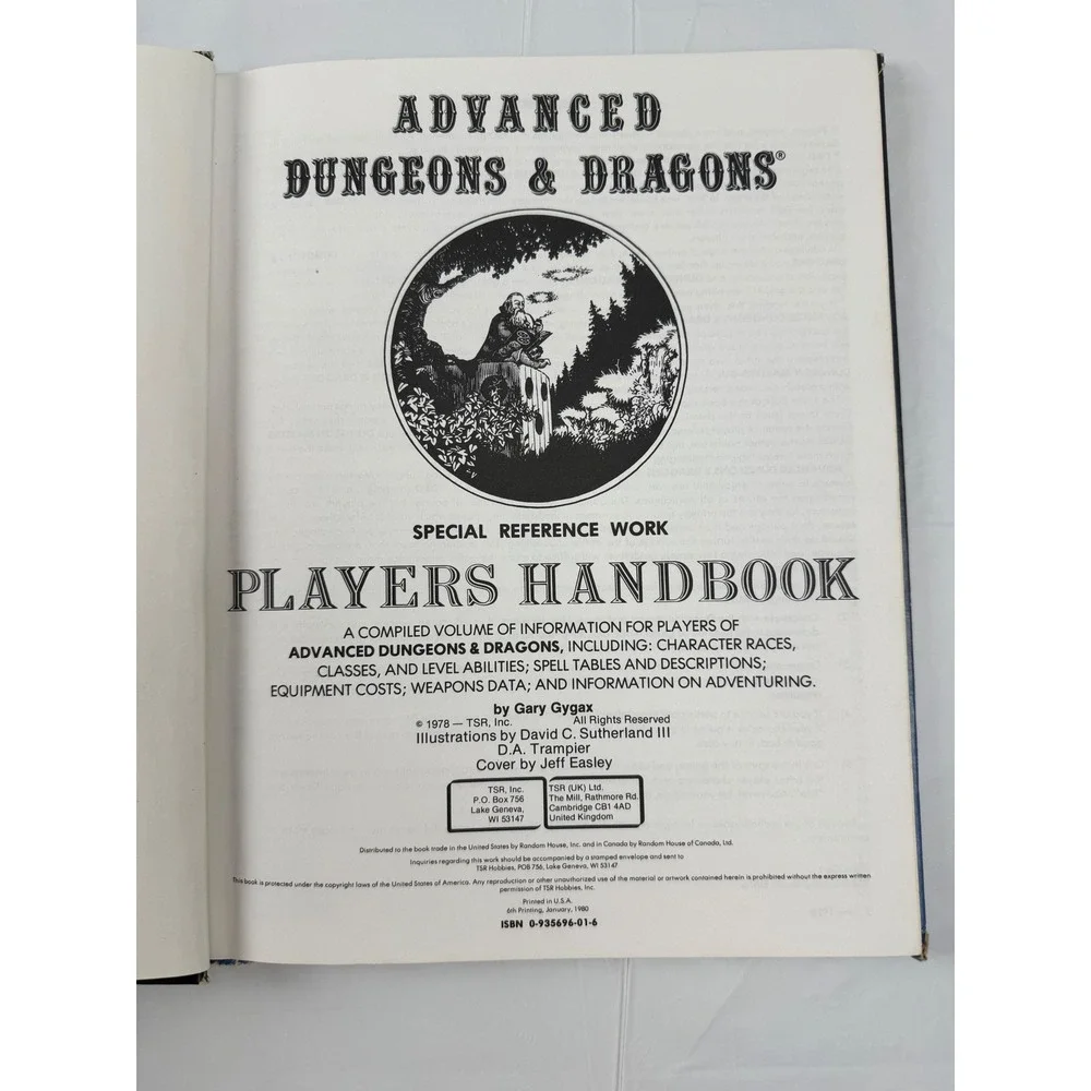 Vintage Advanced Dungeons & Dragons Players Handbook Gary Gygax TSR 1980